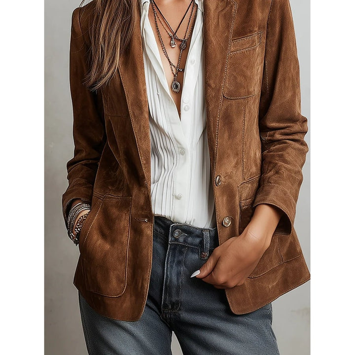Cateline Faux Suede Single-Breasted Blazer - image 5