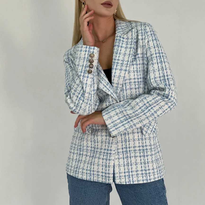 Idina Tweed Check Tailored Blazer - image 1