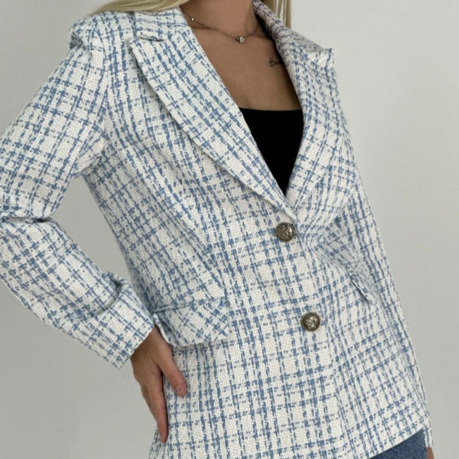 Idina Tweed Check Tailored Blazer - image 2