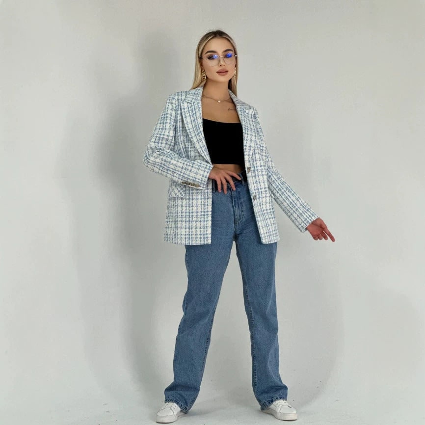 Idina Tweed Check Tailored Blazer - image 3