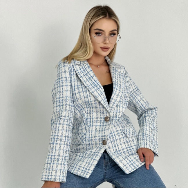 Idina Tweed Check Tailored Blazer - image 4