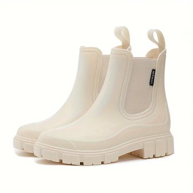 Serilda | Women's Slip-On Platform Boots for Standing All Day in Beige