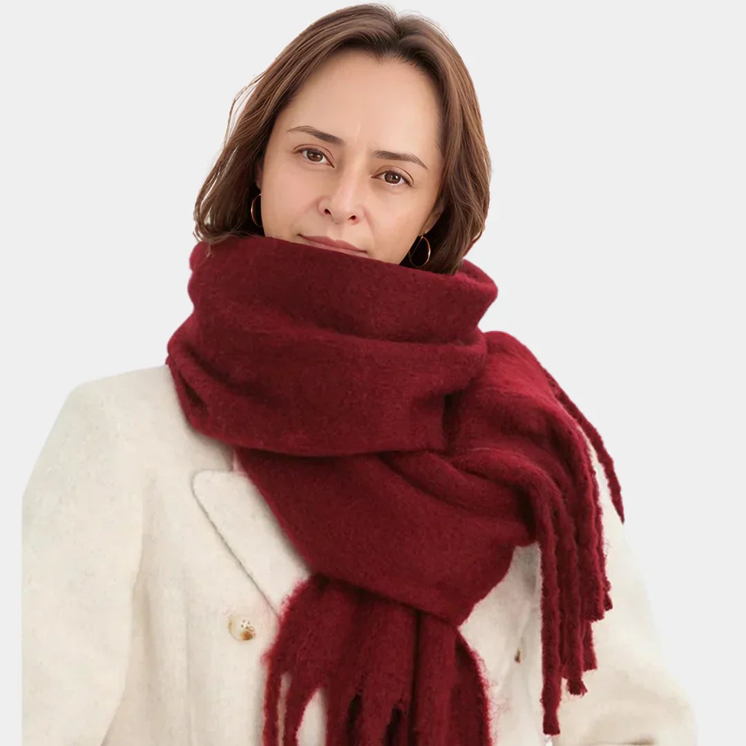 Dewi Oversized Brushed Knit Scarf with Fringe - image 1