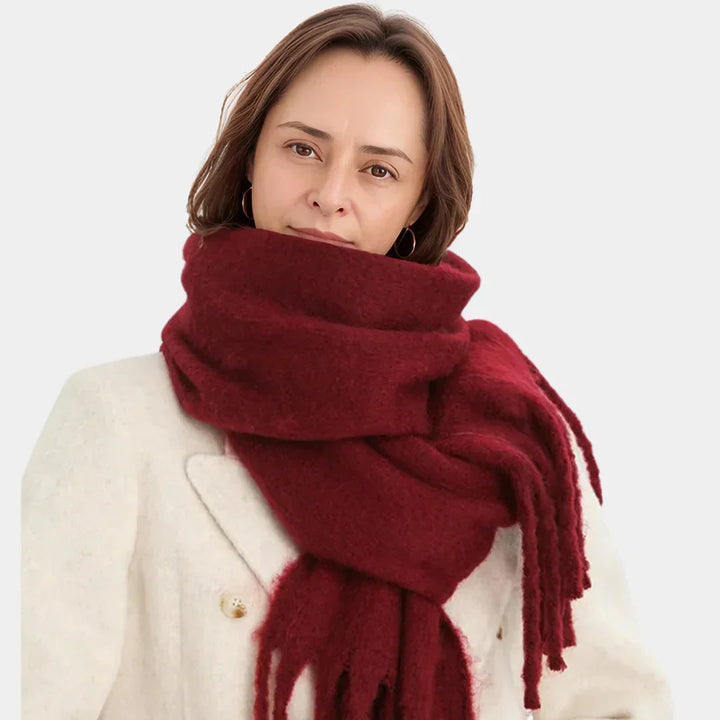 Dewi Oversized Brushed Knit Scarf with Fringe - image 1