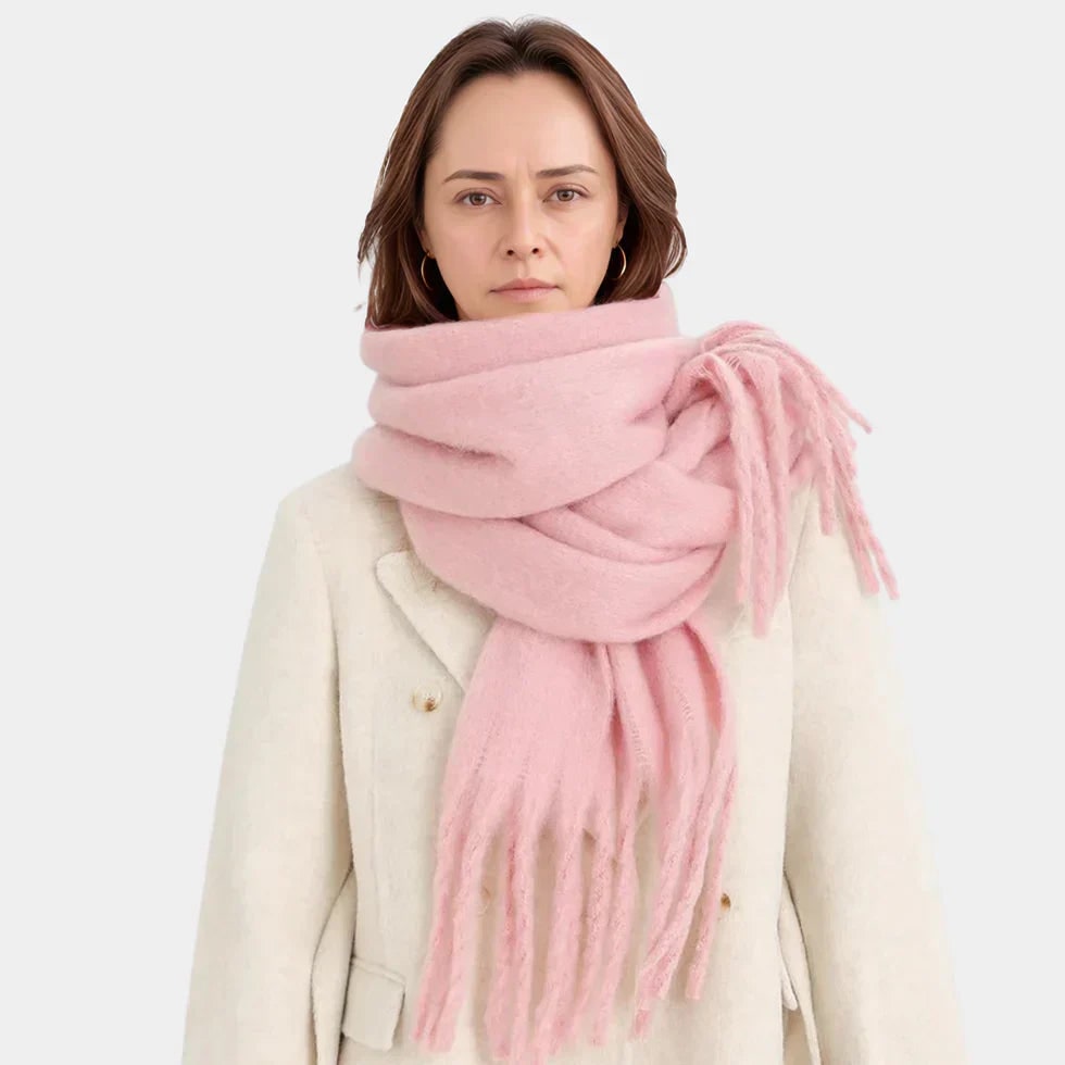 Dewi Oversized Brushed Knit Scarf with Fringe - image 2