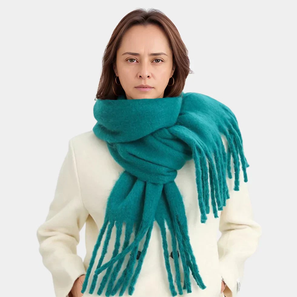 Dewi Oversized Brushed Knit Scarf with Fringe - image 3