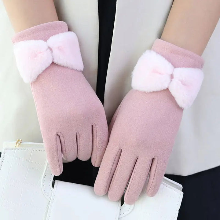 Annelise Fleece-Lined Gloves with Faux Fur Bow - image 4
