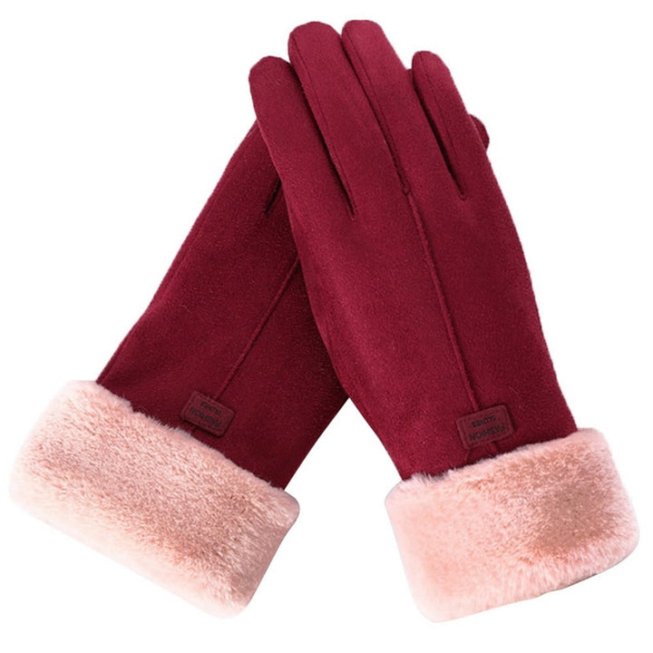 Wenna Faux Suede Gloves with Faux Fur Cuff - image 9