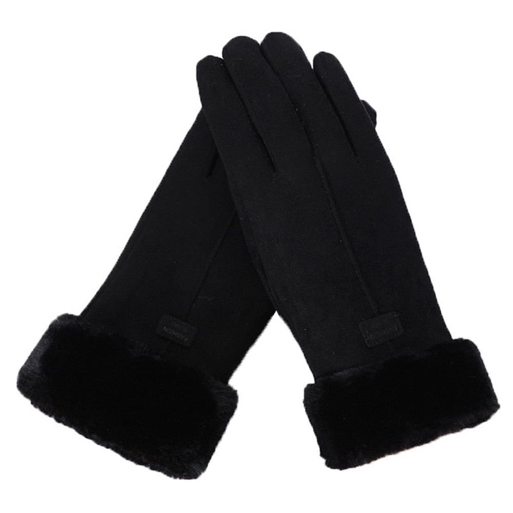 Wenna Faux Suede Gloves with Faux Fur Cuff - image 10