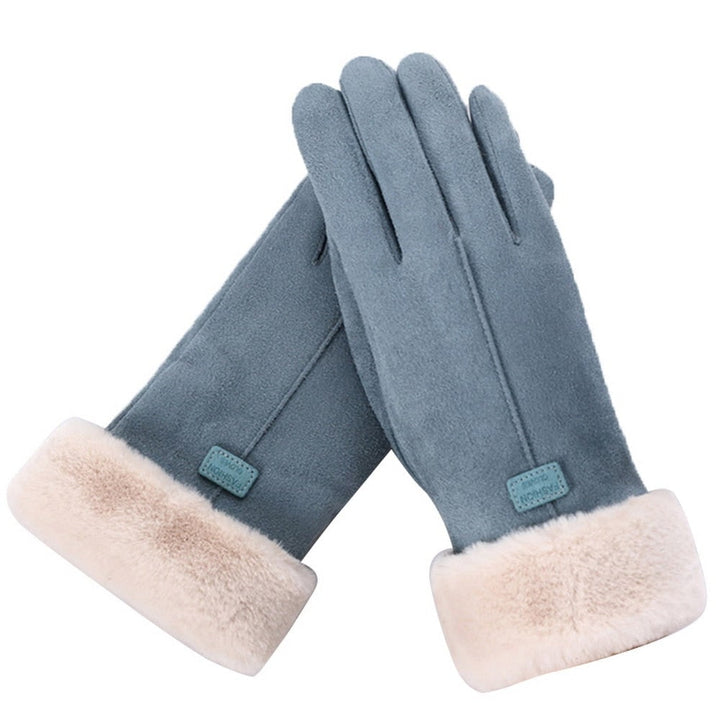 Wenna Faux Suede Gloves with Faux Fur Cuff - image 2