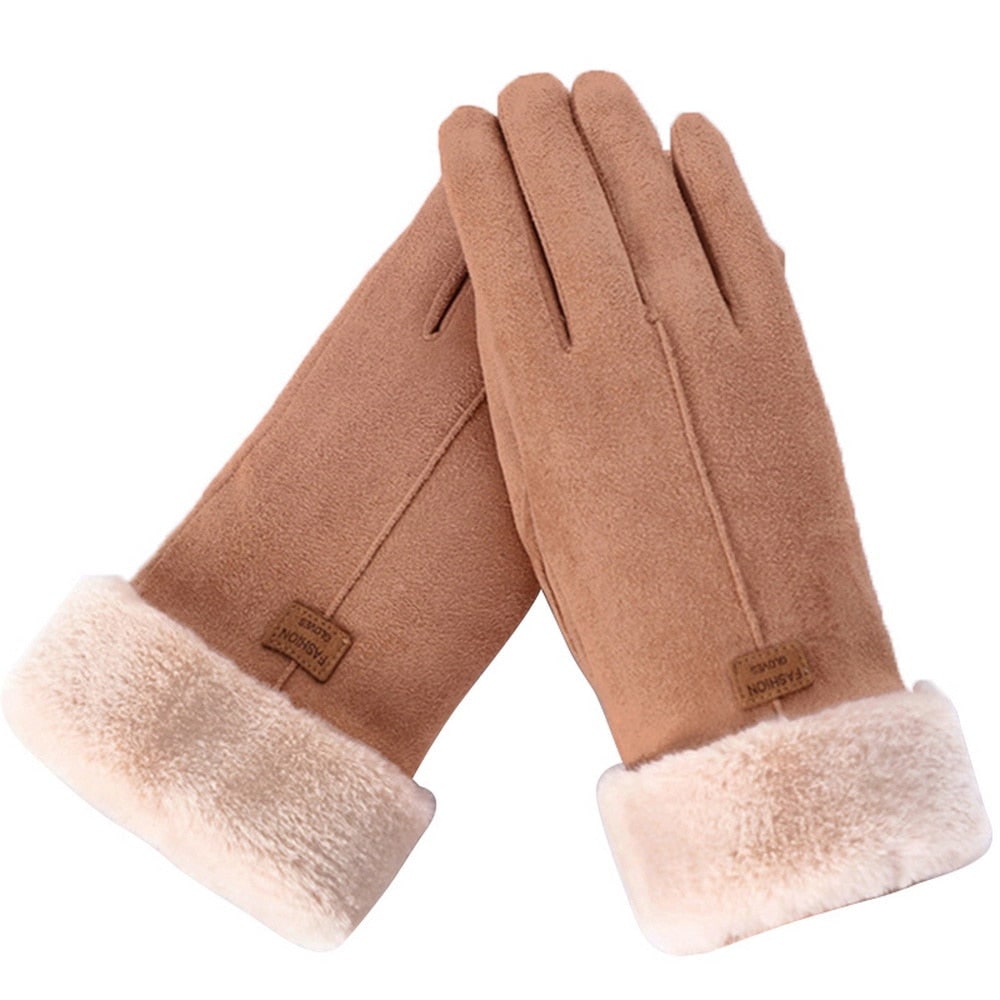 Wenna Faux Suede Gloves with Faux Fur Cuff - image 4