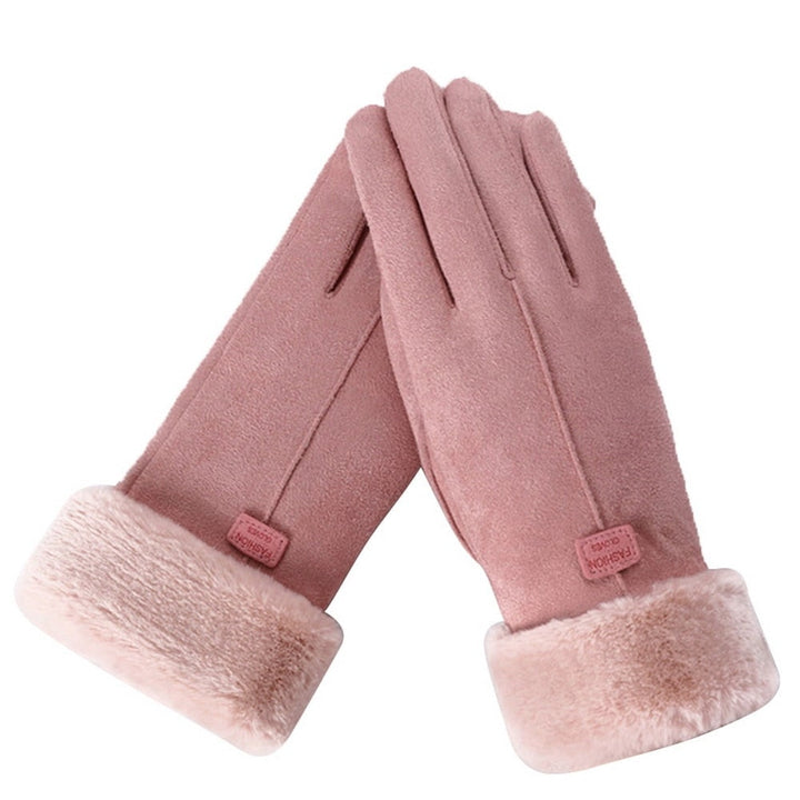 Wenna Faux Suede Gloves with Faux Fur Cuff - image 6