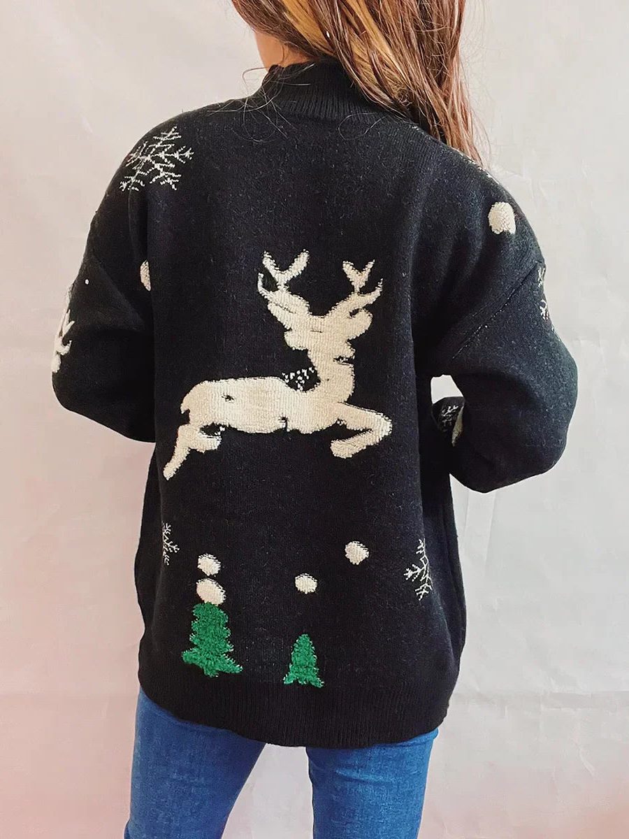 Inge Leaping Reindeer Christmas Sweater - image 4