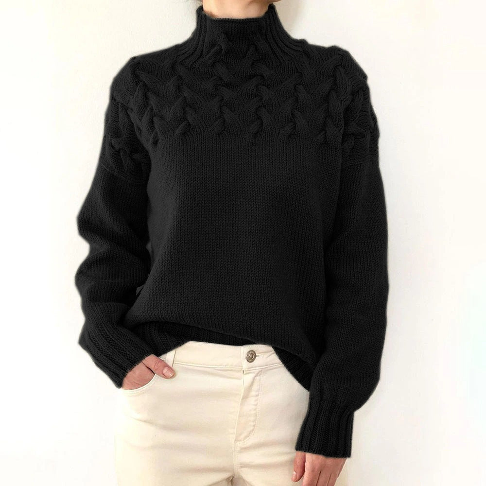 Halina | Women's Turtleneck Oversized Roll-Neck Jumper for Everyday Wear in Black